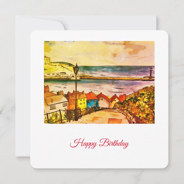 Whitby Yorkshire 199 Steps original  Birthday card (Front)