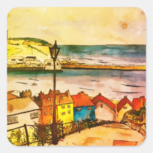 Whitby Yorkshire 199 Steps original Square Sticker