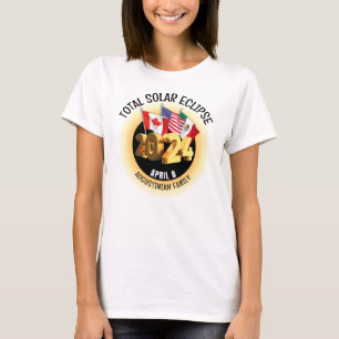 White 2024 TOTAL SOLAR ECLIPSE Flags Family T-Shirt