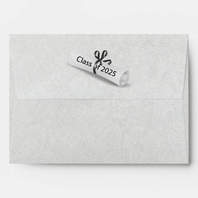White 2025 Diploma with Black Bow  Envelope (Back (Top Flap))