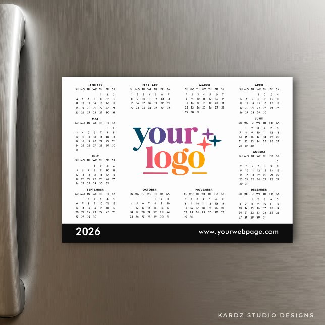 White 2026 Business Your Logo Calendar (Calendar shown in 5 x 7 inches)