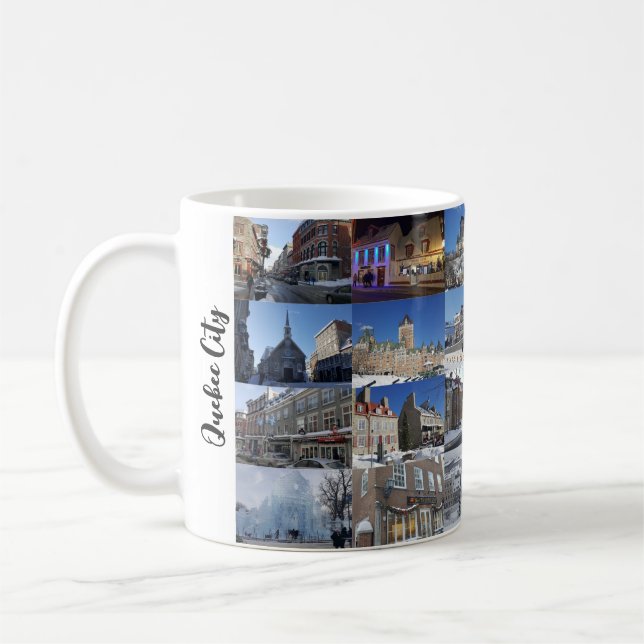 White 24 Photo Collage Grid Travel Custom Coffee Mug (Left)