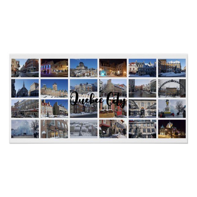 White 24 Photo Collage Grid Travel Custom Poster (Front)