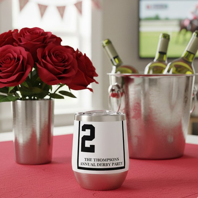 White 2 Personalised Derby Horse Race  (Celebrate your annual Derby party in style with these custom thermal wine tumblers!)