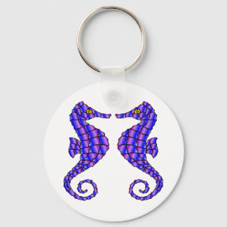 White 2 Seahorses Key Ring