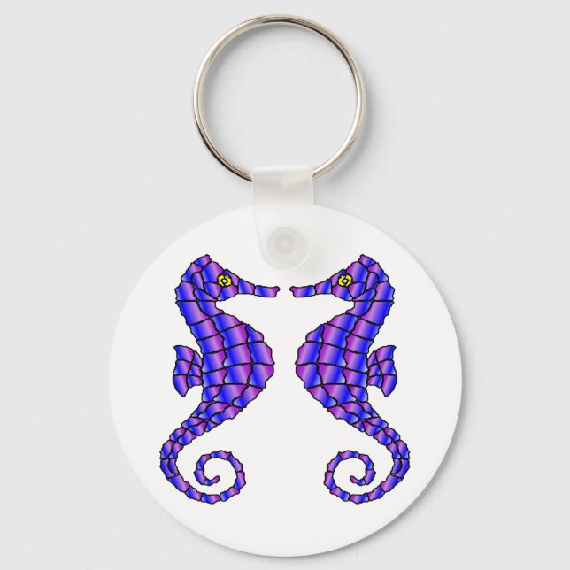White 2 Seahorses Key Ring (Front)