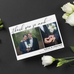 White 2 Wedding Photo Thank You So Much Card