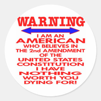 White 2nd Amendment American Classic Round Sticker