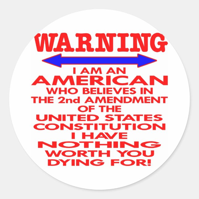 White 2nd Amendment American Classic Round Sticker (Front)