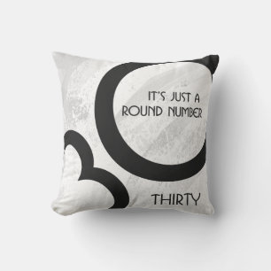 White 30 Decade Birthday Cushion