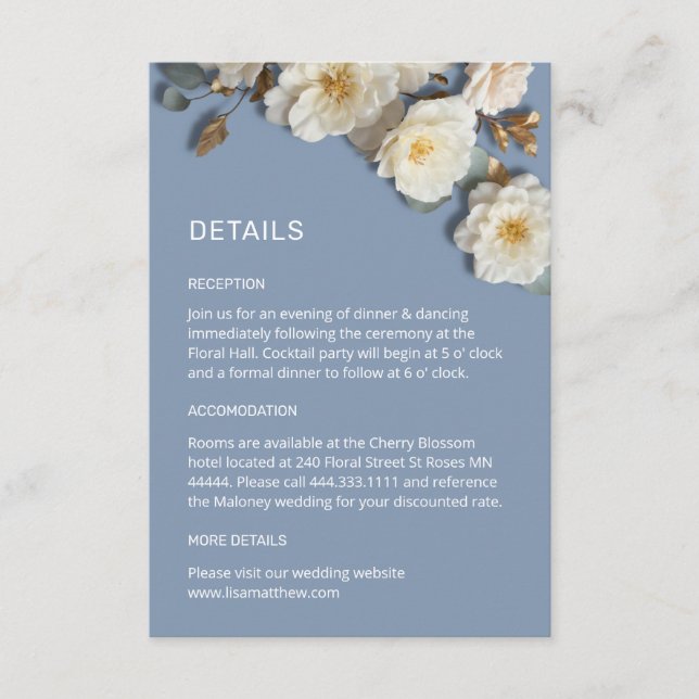 White 3 D Flowers Roses Enclosure Card (Front)