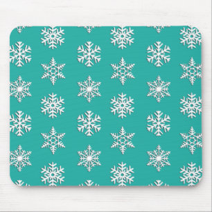 White 3-d snowflakes, Customisable Background Mouse Pad