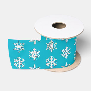 White 3-d snowflakes, Customisable Background Satin Ribbon