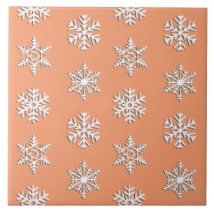 White 3-d snowflakes, Customisable Background Tile