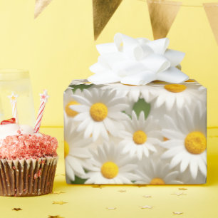 White 3D Daisy Seamless Pattern Wrapping Paper