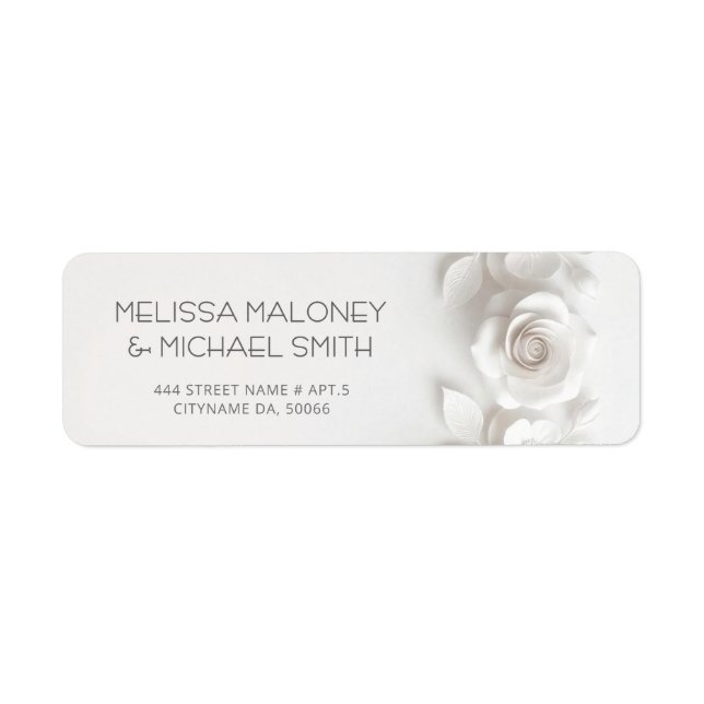 White 3D Flowers Roses Wedding (Front)