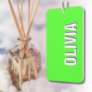 White 3D Indigo Modern Name Trendy Cool Green Car Air Freshener