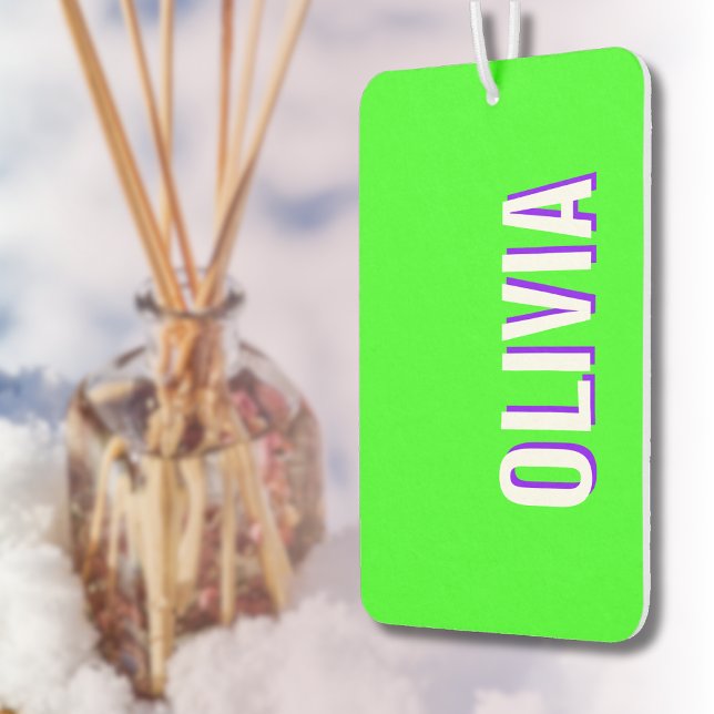 White 3D Indigo Modern Name | Trendy Cool Green Car Air Freshener (Creator Uploaded)