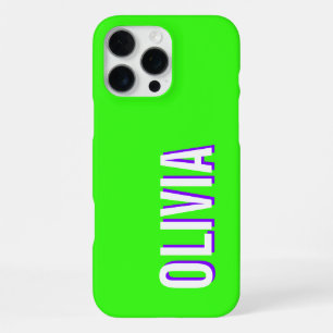 White 3D Indigo Modern Name   Trendy Cool Green iPhone 16 Pro Max Case