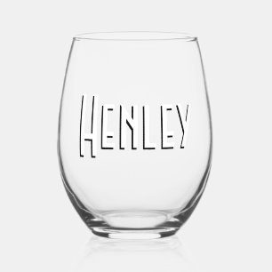 White 3D Minimalist Modern Name Stemless Wine Glass