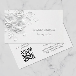 White 3D Simple Flowers Business Card