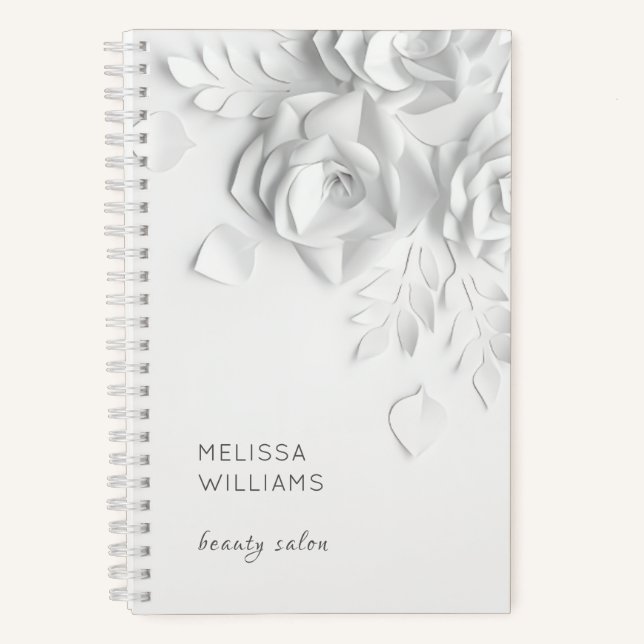 White 3D Simple Flowers Notebook (Front)