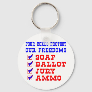 White 4 Boxes Protect Freedoms Key Ring