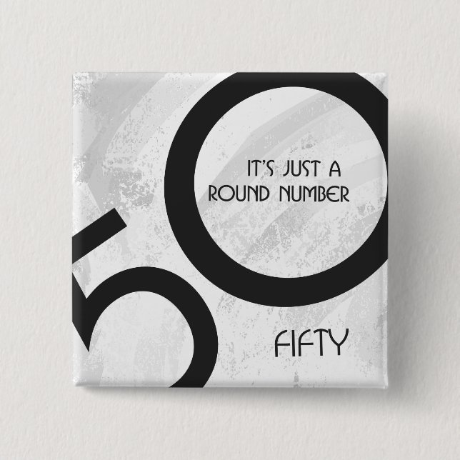 White 50 Decade Birthdday 15 Cm Square Badge (Front)