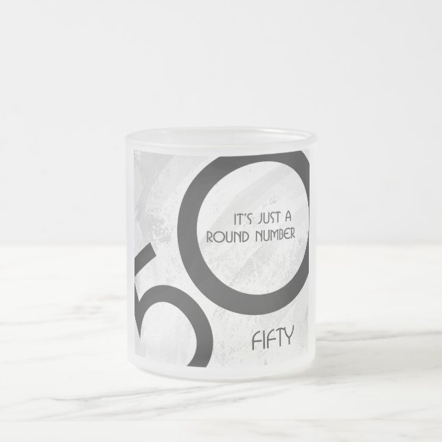 White 50 Decade Birthdday Frosted Glass Coffee Mug (Center)