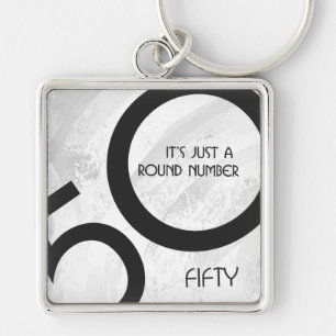 White 50 Decade Birthdday Key Ring