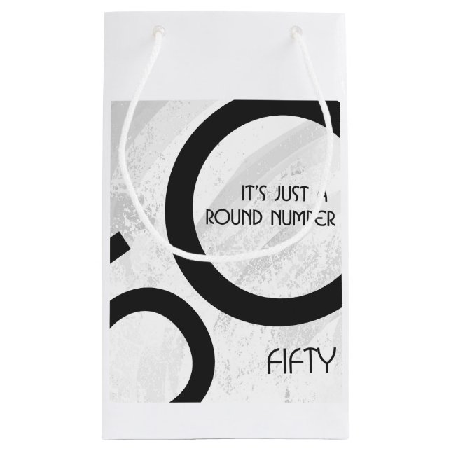 White 50 Decade Birthdday Small Gift Bag (Back)
