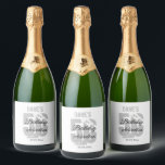 White 50th Any Age Birthday Party Personalised  Sparkling Wine Label<br><div class="desc">White Black Personalised 50th Any Birthday Party sparkling wine Labels</div>