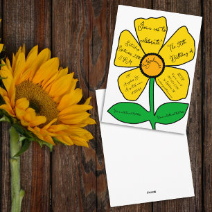 White 50th Birthday Gold Doodle Flower Invitation