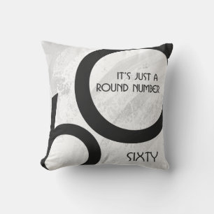 White 60 Decade Birthday Cushion