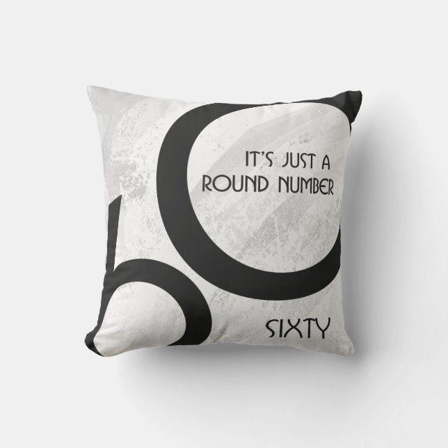 White 60 Decade Birthday Cushion (Front)
