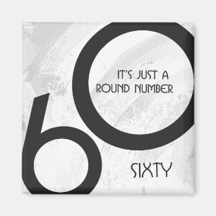 White 60 Decade Birthday Magnet