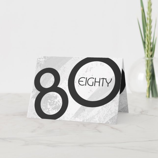 White 80 Decade Birthday Card (Front)