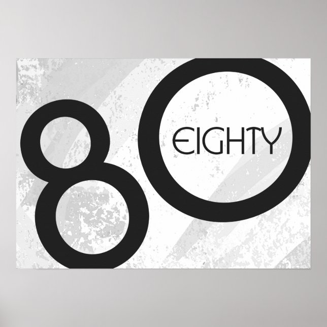 White 80 Decade Birthday Poster (Front)
