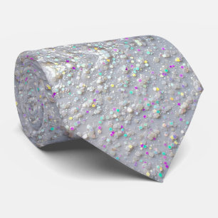 White AB Faux Glitter + Silk Luxury Gentleman's Tie