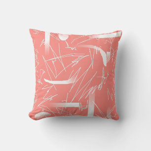 White Abstract Art Drawings Pattern Cushion Pillow