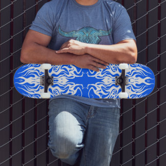 White Abstract Broken Heart Tribal Design Skateboard