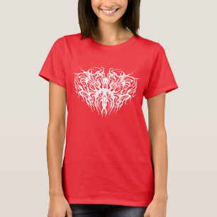 White Abstract Broken Heart Tribal Design T-Shirt