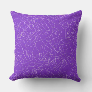 white abstract curved lines on a purple background cushion