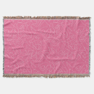 White abstract doodles on pink background throw blanket