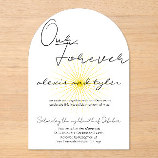 White Acrylic Invitation - Minimalist Sun Design