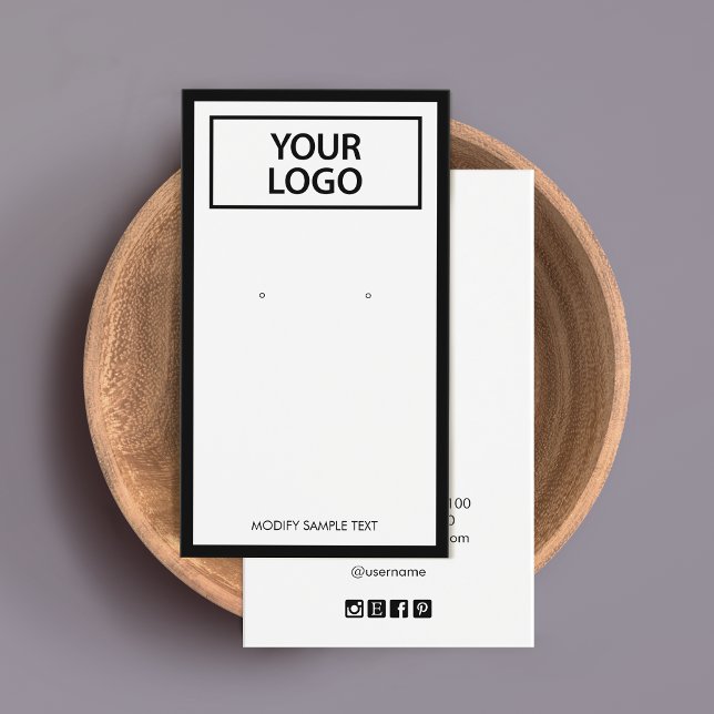 White Add Logo Black Border Earring Display Card (Creator Uploaded)
