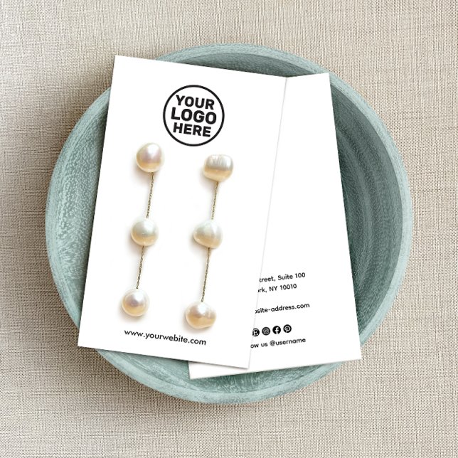 White Add Logo Social Media Earring Display Card (Creator Uploaded)