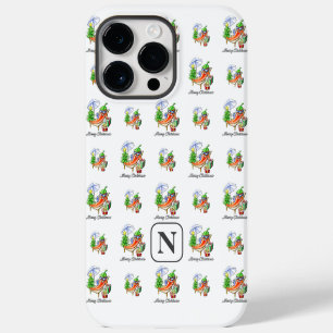 White Add Your Initial Merry Christmas Chilli Case-Mate iPhone 14 Pro Max Case