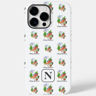 White Add Your Initial Merry Christmas Chilli Case-Mate iPhone 14 Pro Max Case