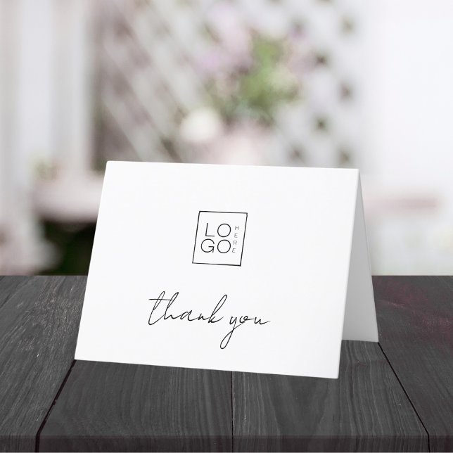 White Add Your Own Custom Logo Business Company Thank You Card (Creator Uploaded)